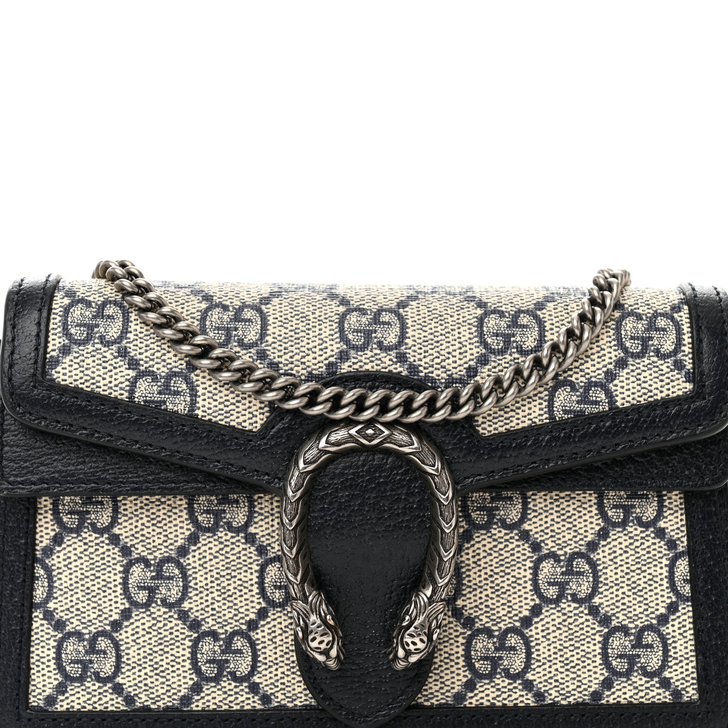 GG Supreme Monogram Textured Dollar Calfskin Super Mini Dionysus Shoulder Bag Beige Blue
