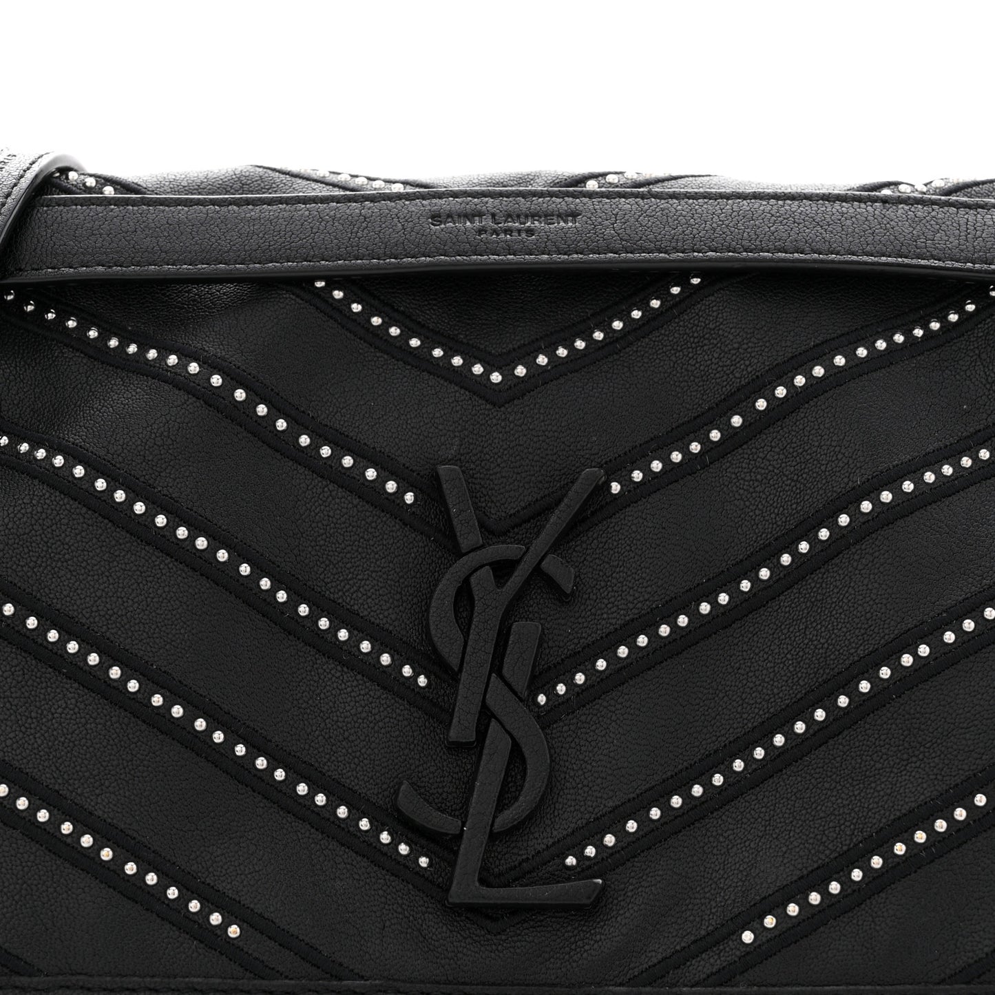 Calfskin Matelasse Monogram Microstud Medium Niki Chain Satchel Black