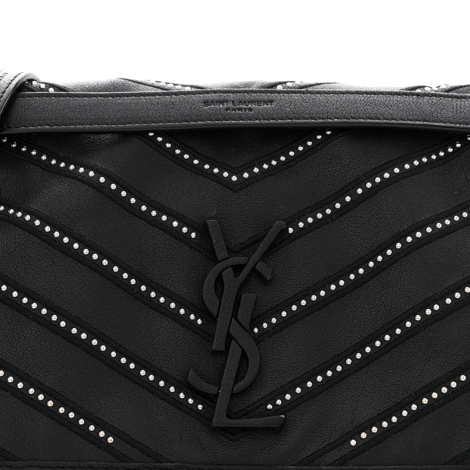 Saint Laurent Calfskin Matelasse Monogram Microstud Medium Niki Chain Satchel Black 8 of 13