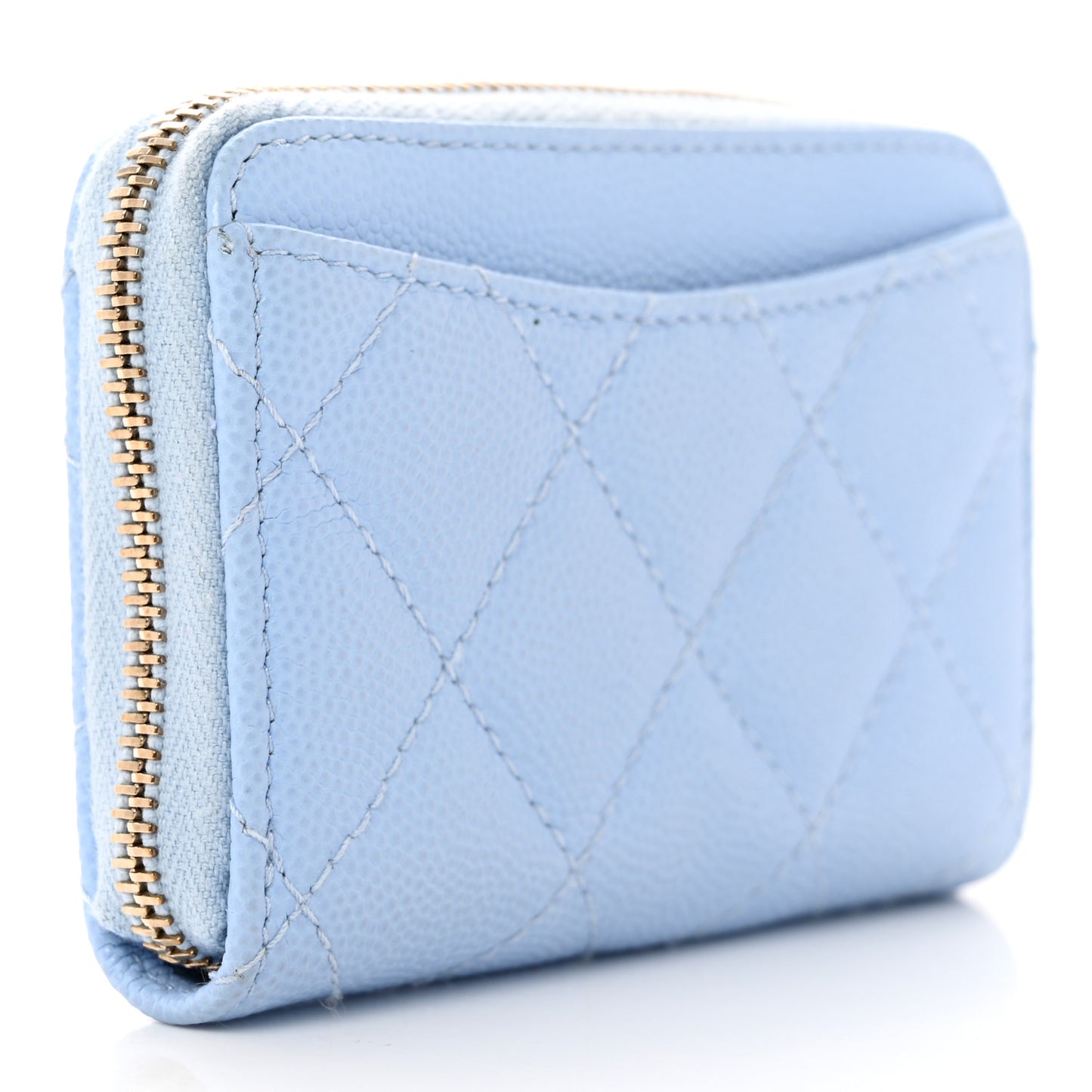 Caviar Quilted Zip Coin Purse Light Blue