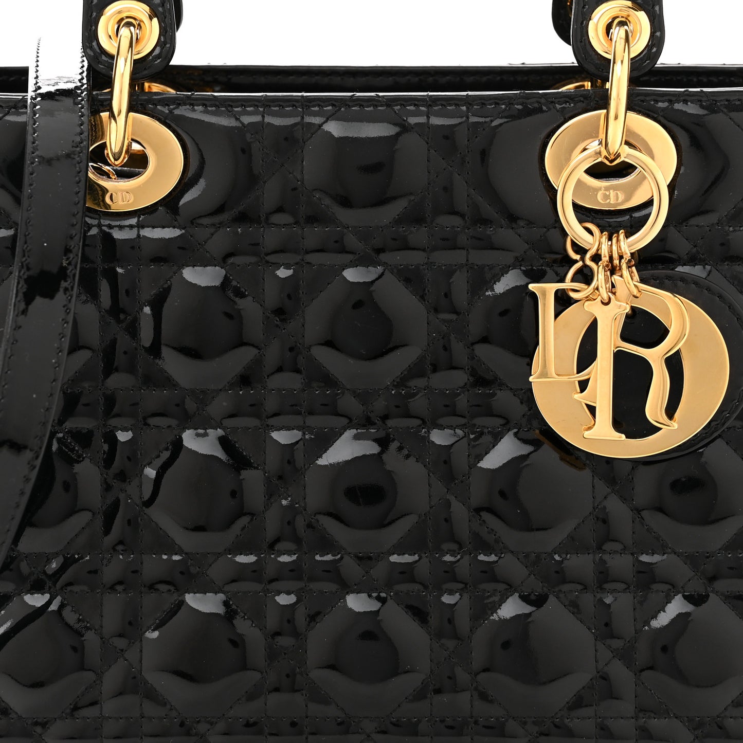 Patent Cannage Medium Lady Dior Black