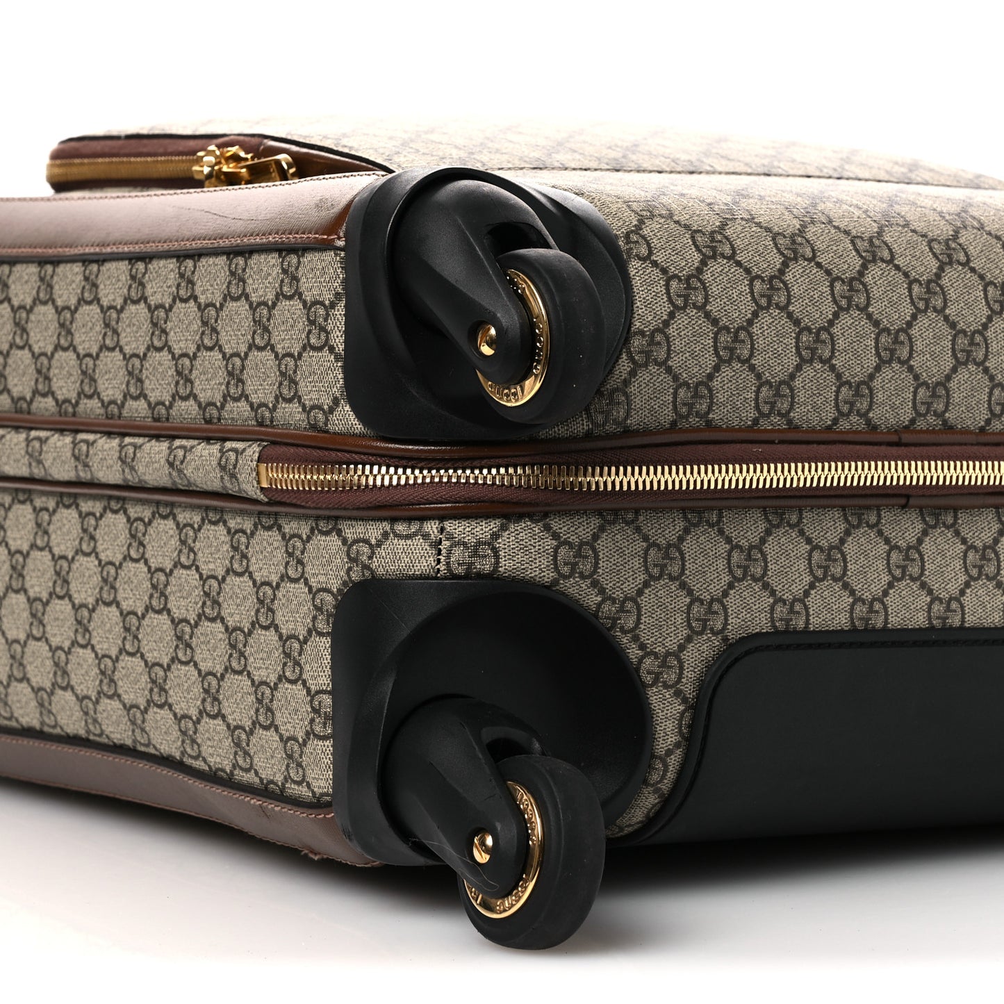 GG Supreme Monogram Azalea Calfskin Retro Interlocking G Small Savoy Cabin Trolley Beige Ebony Brown Sugar