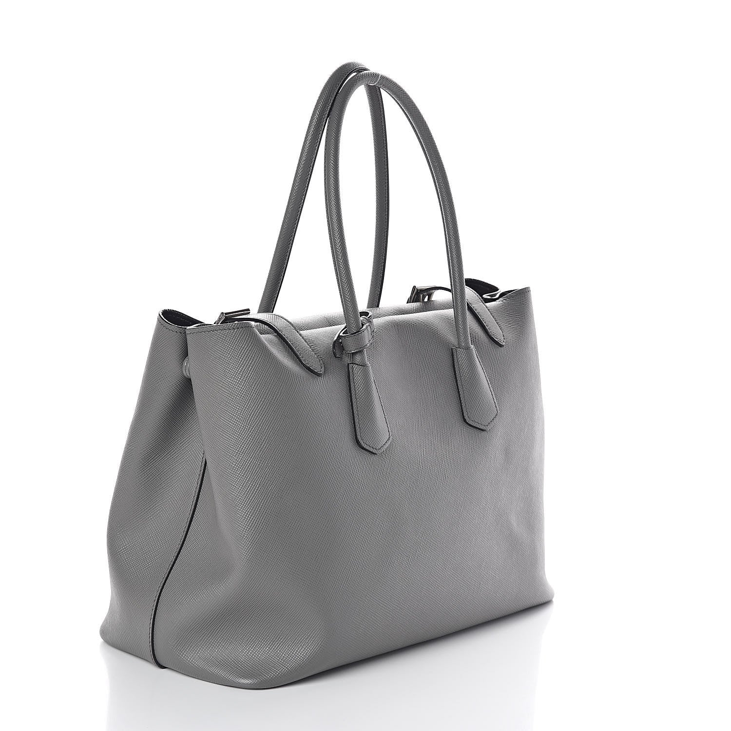 Prada Saffiano Cuir Buckle Tote Marmo 3 of 9