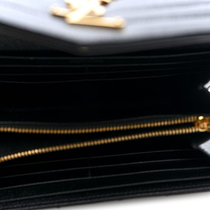 Saint Laurent Grain De Poudre Matelasse Chevron Monogram Flap Wallet Black 5 of 6