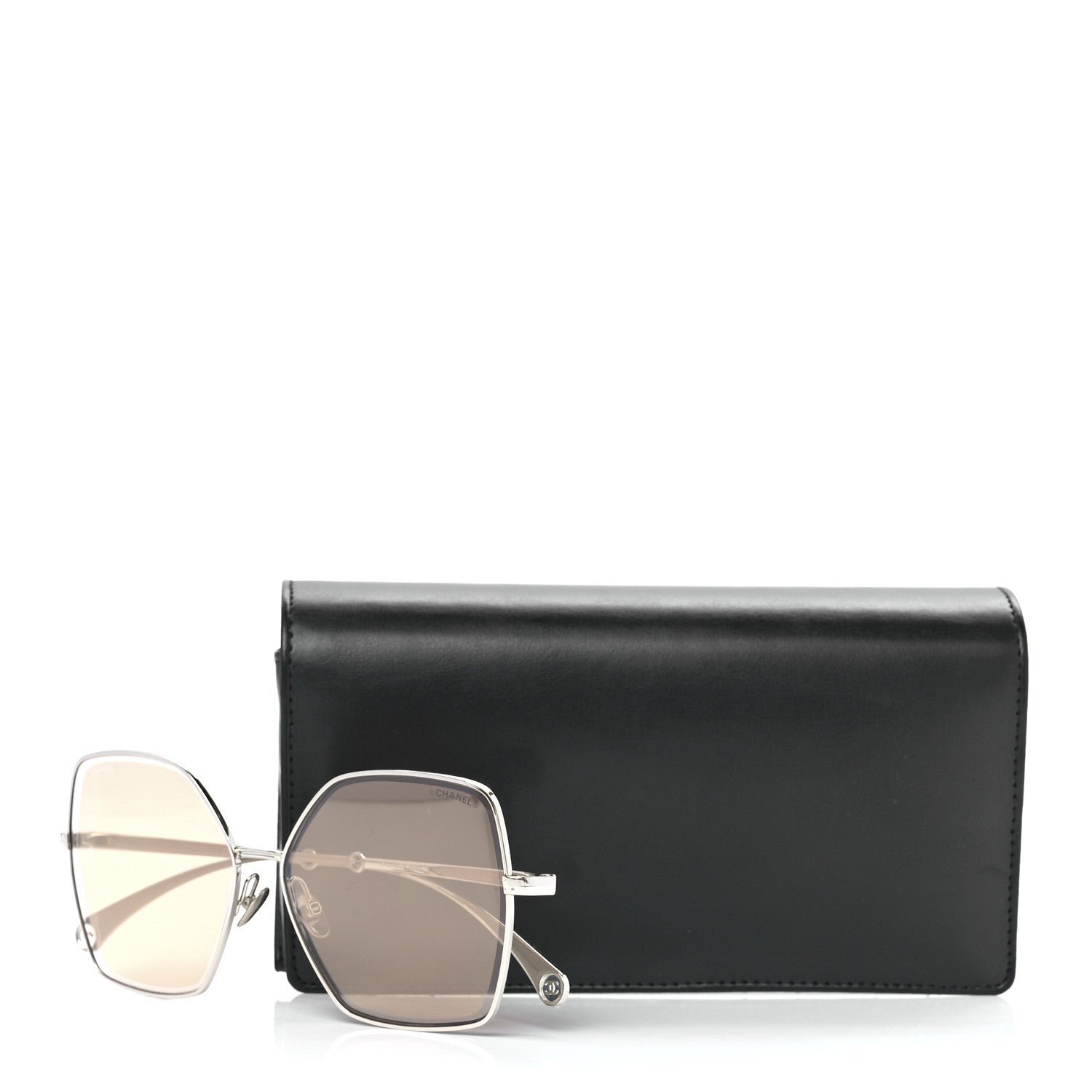 Chanel Metal Butterfly Removable Pearl Chain Sunglasses 4262 Silver Brown 10 of 10