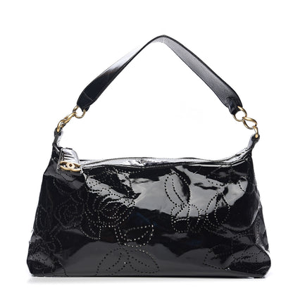 Chanel Patent Perforated Camelia Hobo Black 1 of 9