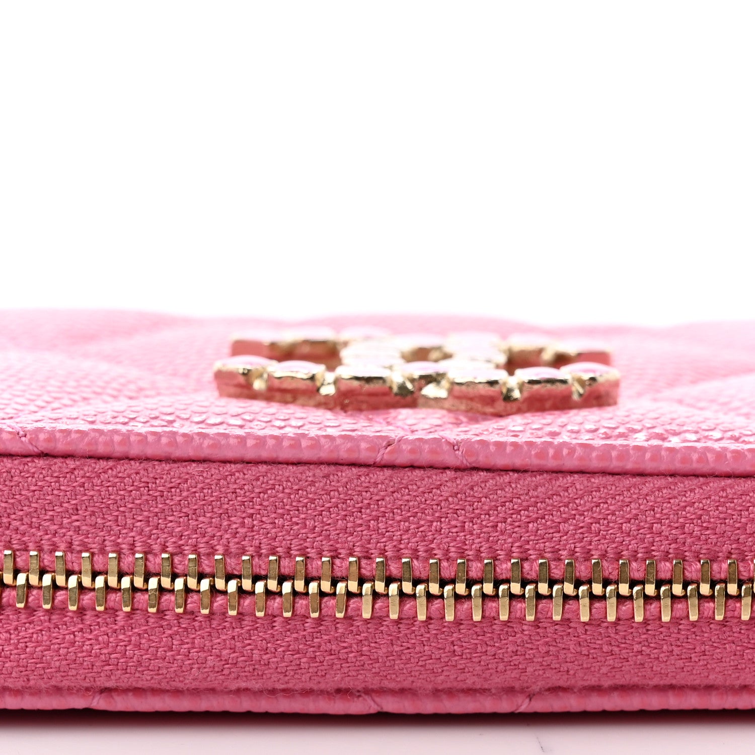 Chanel Caviar Quilted Enamel CC Zip Around Coin Purse Pink 9 of 11