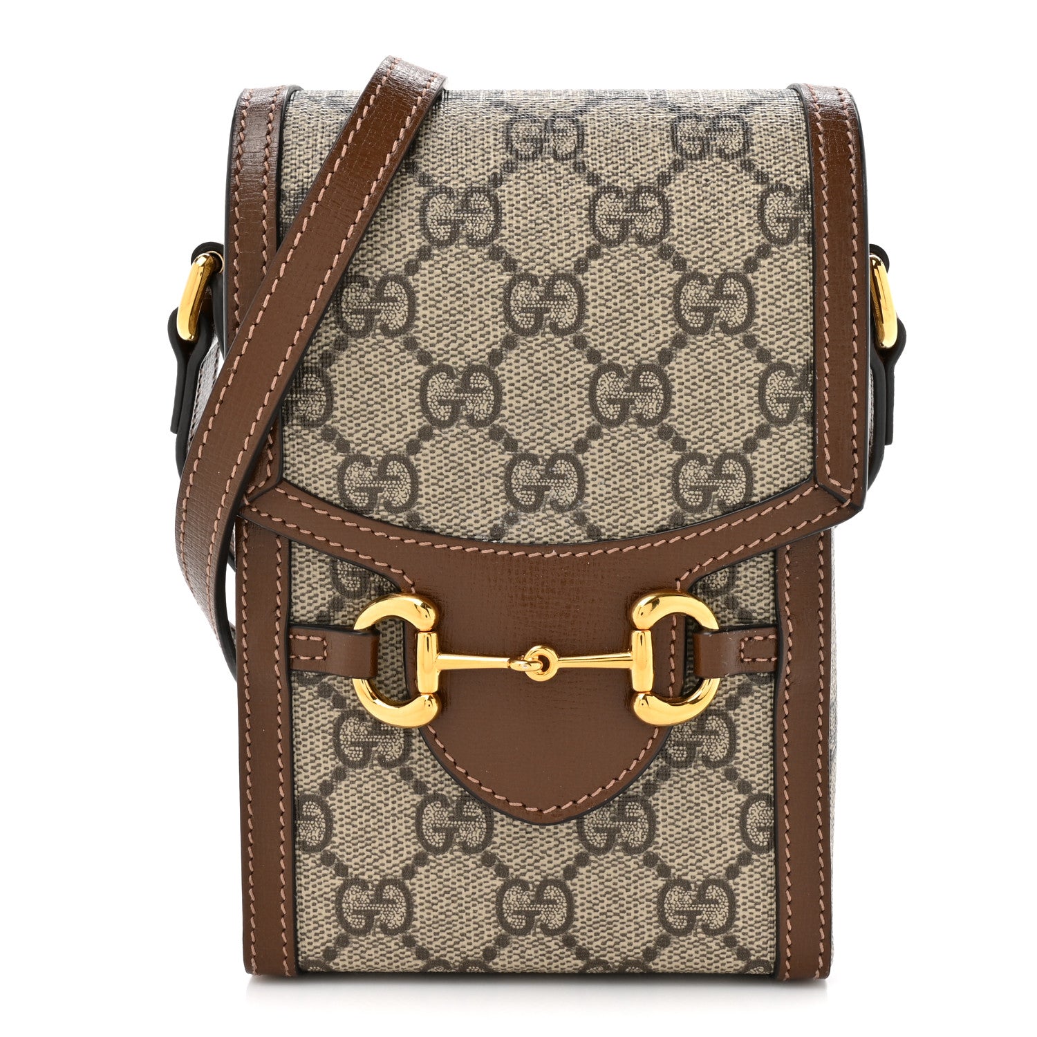 Gucci GG Supreme Monogram Mini Horsebit 1955 Crossbody Bag Beige Brown Sugar 1 of 11