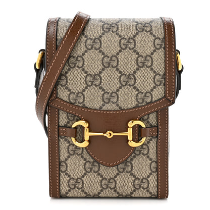 Gucci GG Supreme Monogram Mini Horsebit 1955 Crossbody Bag Beige Brown Sugar 1 of 11