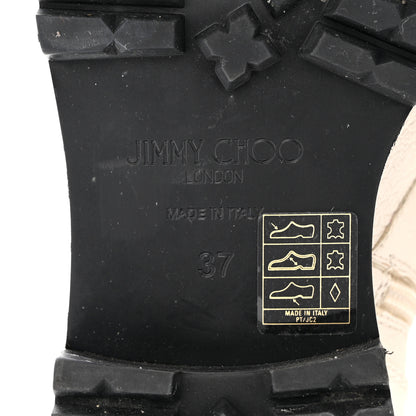 Jimmy Choo Goatskin Pearl Embellished Cruz Combat Boots 37 White 7 of 8