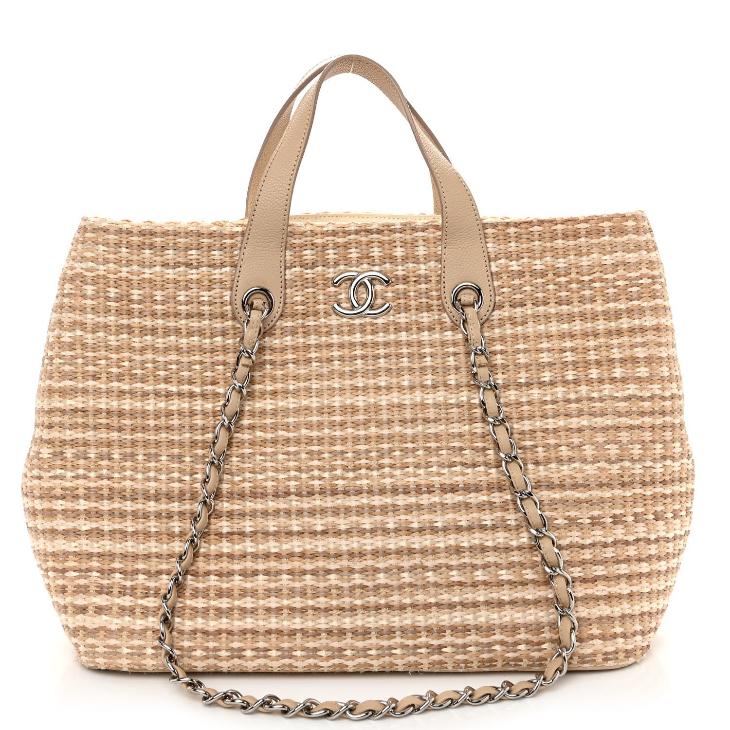Chanel Woven Straw Caviar Large Tote Beige 1 of 13