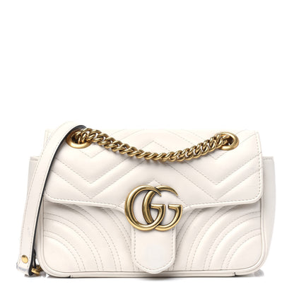 Gucci Calfskin Matelasse Mini GG Marmont Shoulder Bag White 1 of 24