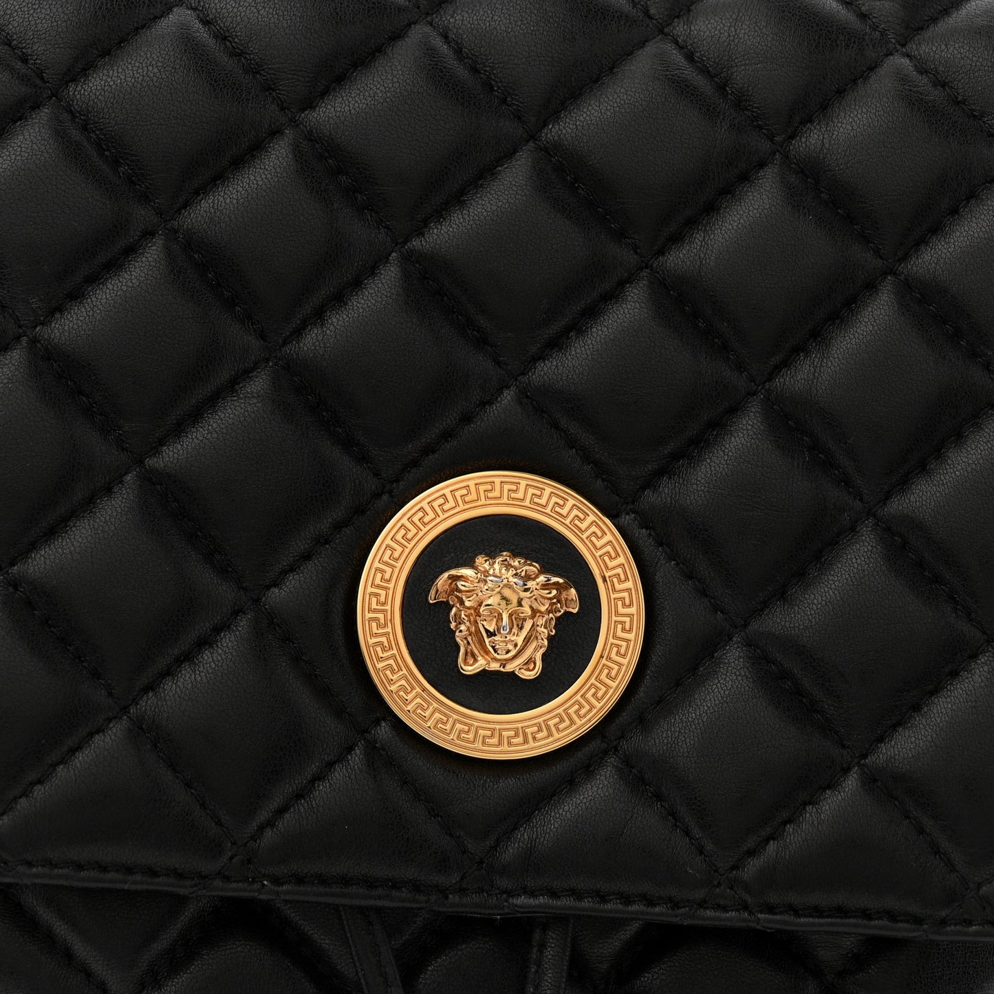 Calfskin Quilted Medusa Backpack Black