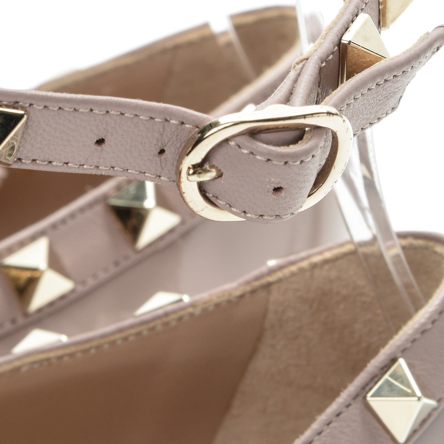 Valentino Garavani Patent Rockstud Cage Ballerina Flats 38 Poudre 6 of 9