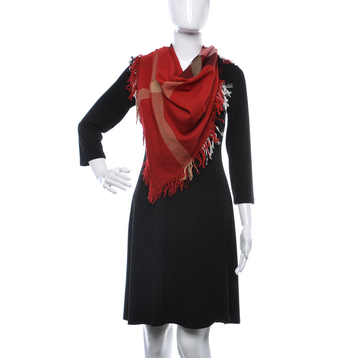 Burberry Wool Classic Check Scarf Parade Red 2 of 4