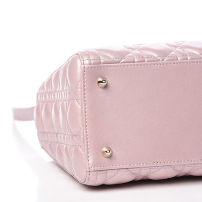 Christian Dior Pearly Lambskin Cannage Medium Lady Dior Lotus 9 of 10