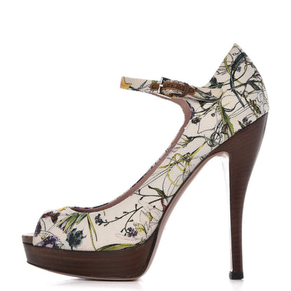 Gucci Canvas Flora Infinity Lisbeth Pumps 37 White Multicolor Acero 1 of 10