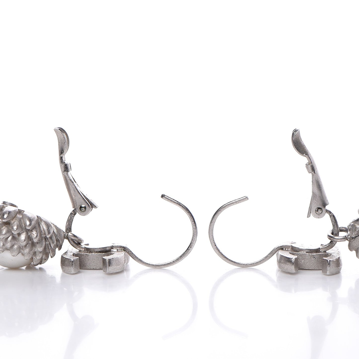 Pearl CC Drop Earrings Silver