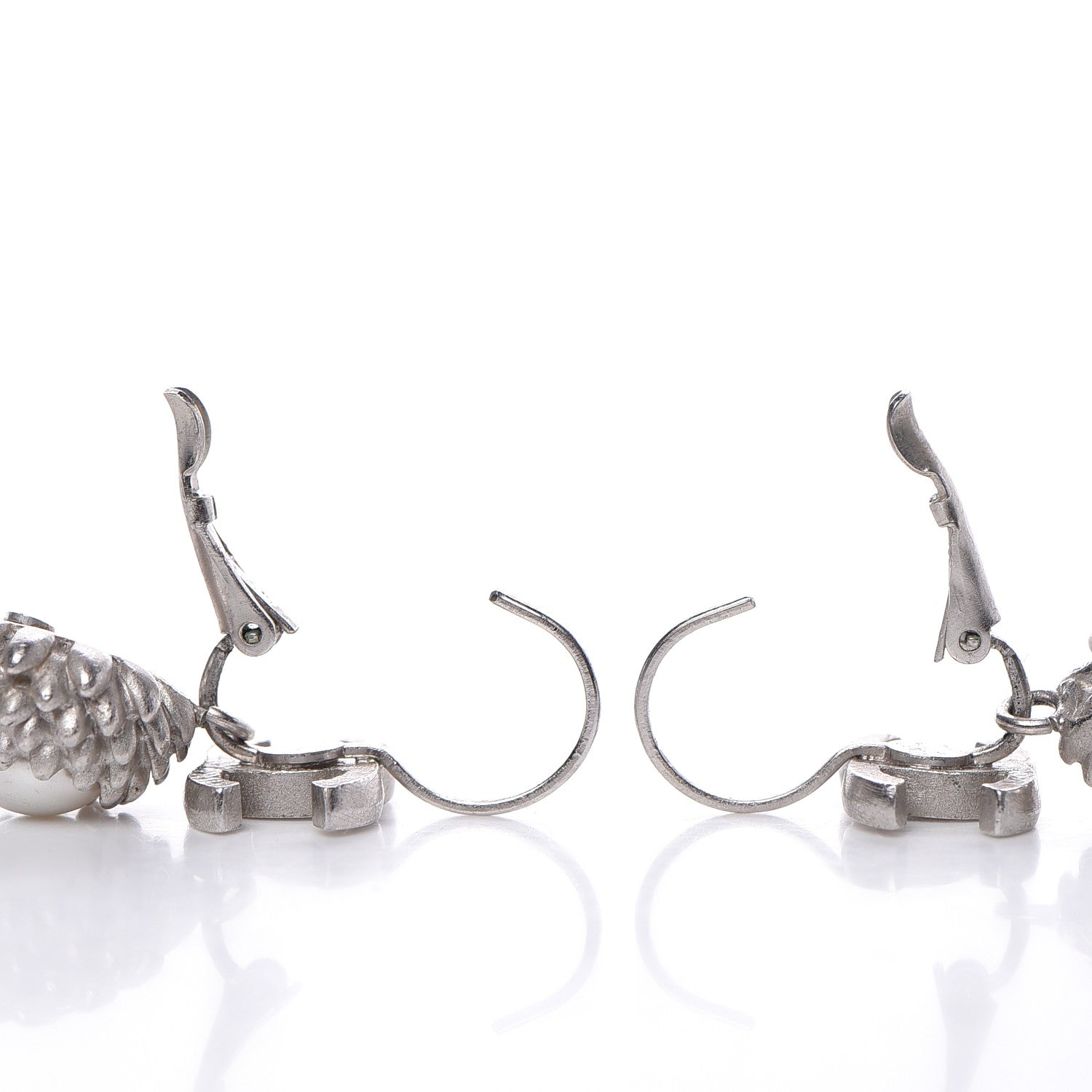 Chanel Pearl CC Drop Earrings Silver 3 of 4