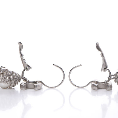 Chanel Pearl CC Drop Earrings Silver 3 of 4