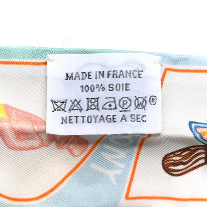 Hermes Silk Funny Ice Cream Twilly Aqua Orange Jaune 3 of 10
