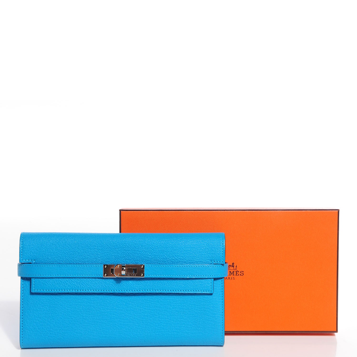 Hermes Chèvre Mysore Kelly Longue Wallet Bleu Azteque 5 of 15