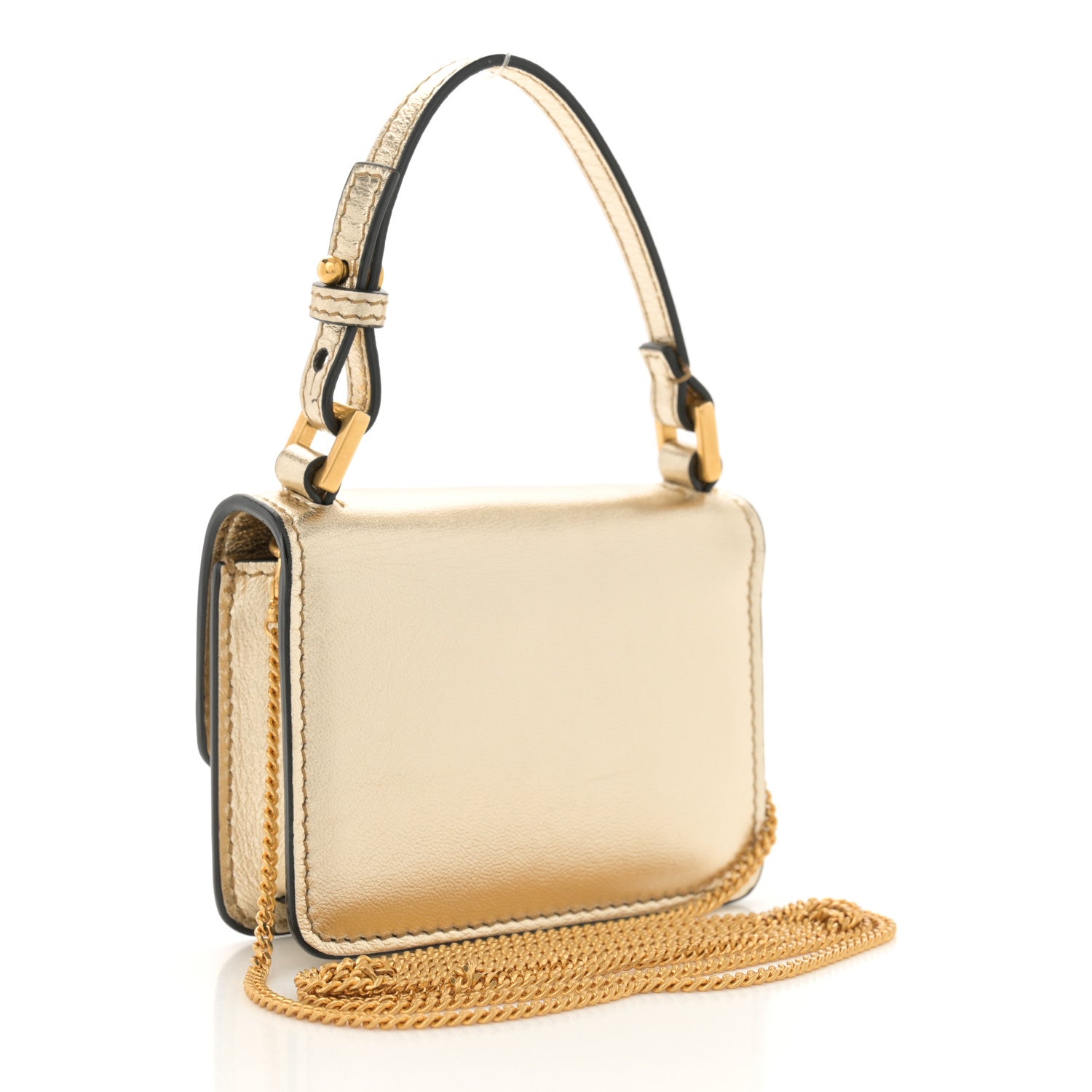 Valentino Garavani Metallic Calfskin Micro VSling Shoulder Bag Sahara 3 of 12