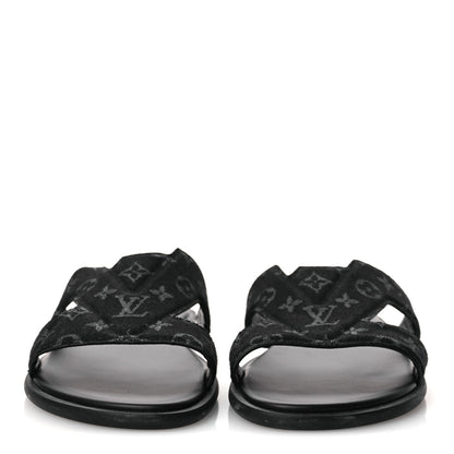 Louis Vuitton Monogram Denim Mens LV Oasis Mules 9.5 Black 3 of 11