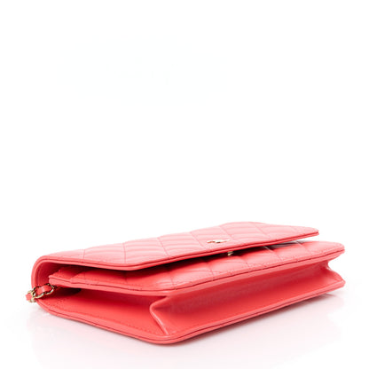 Chanel Lambskin Quilted Wallet On Chain WOC Coral 4 of 12