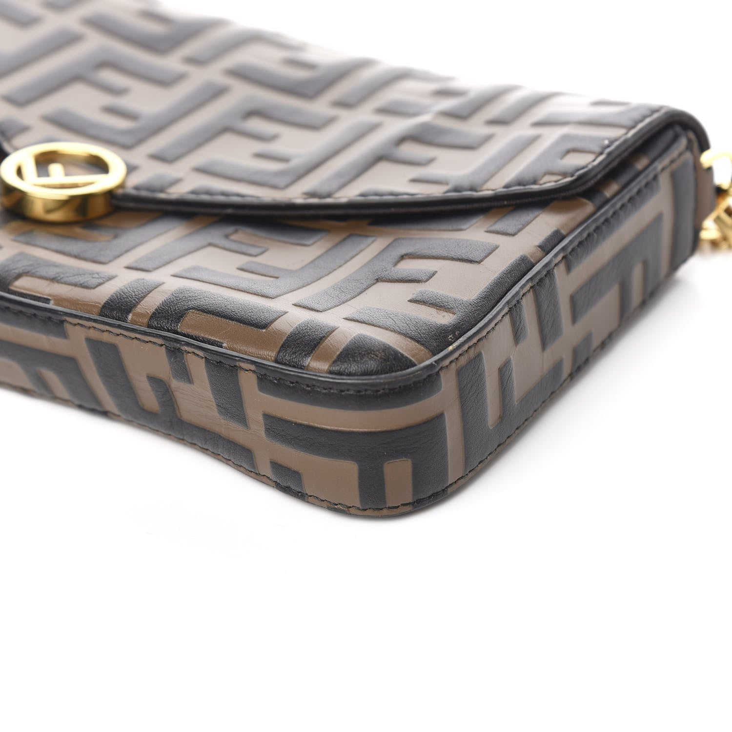 Fendi Vitello Soft F is Fendi Bi-Color FF 1974 Embossed Envelope Wallet on Chain Maya Black 8 of 9