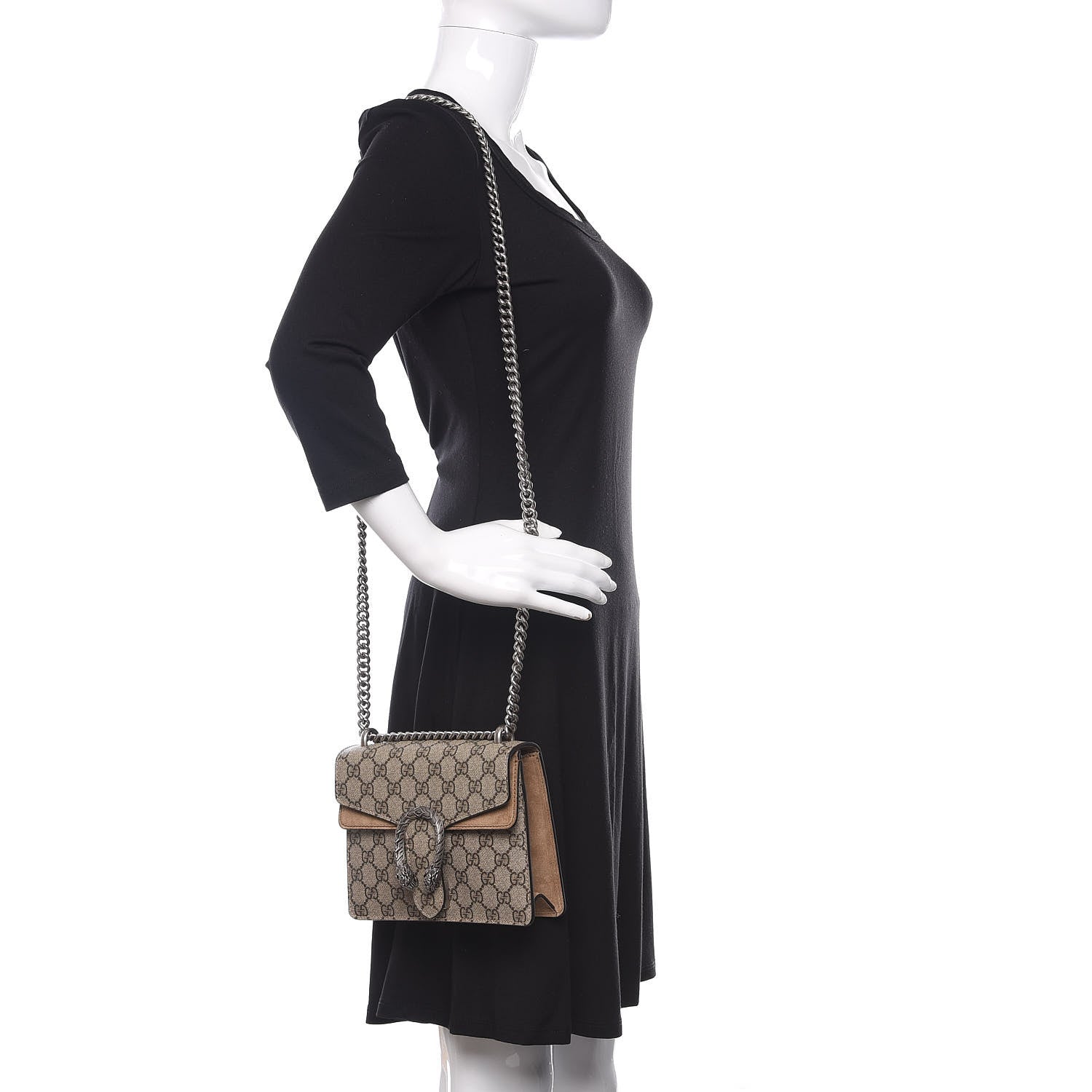 Gucci GG Supreme Monogram Mini Dionysus Shoulder Bag Taupe 2 of 11