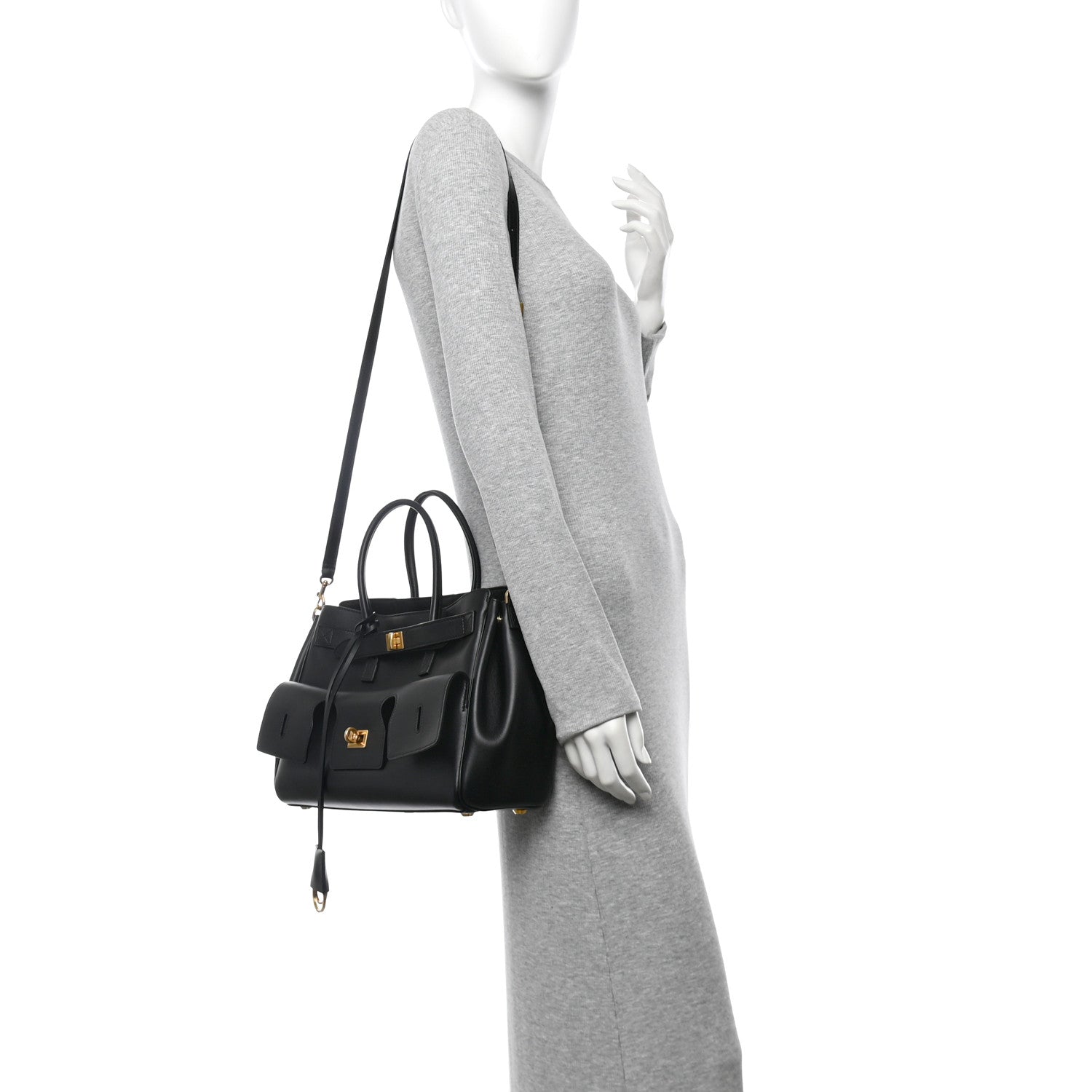 Balenciaga Smooth Calfskin Small Bel Air Carry All Bag Black 2 of 10