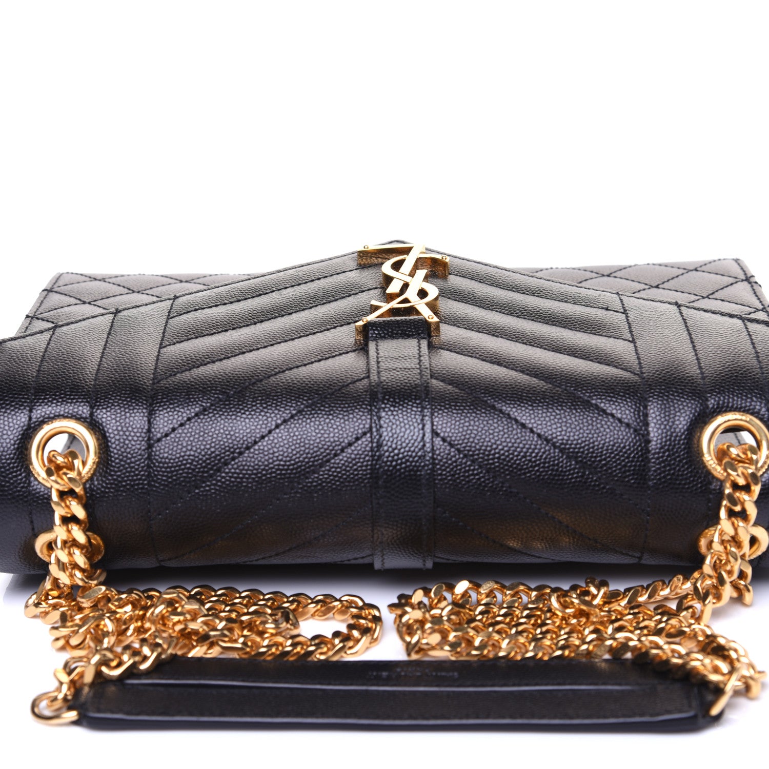 Saint Laurent Grain De Poudre Textured Mixed Matelasse Triquilt Medium Monogram Satchel Black 12 of 12