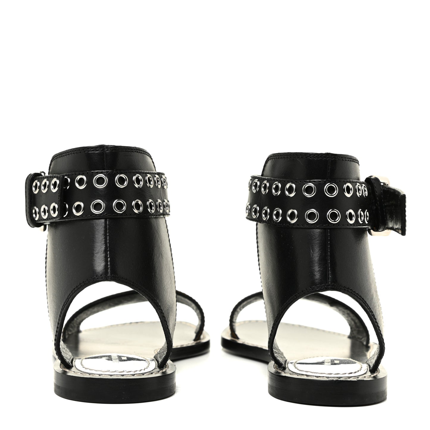 Calfskin Monogram Passenger Flat Sandals 36.5 Black