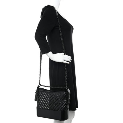 Chanel Aged Calfskin Chevron Quilted Medium Gabrielle Hobo So Black 2 of 10