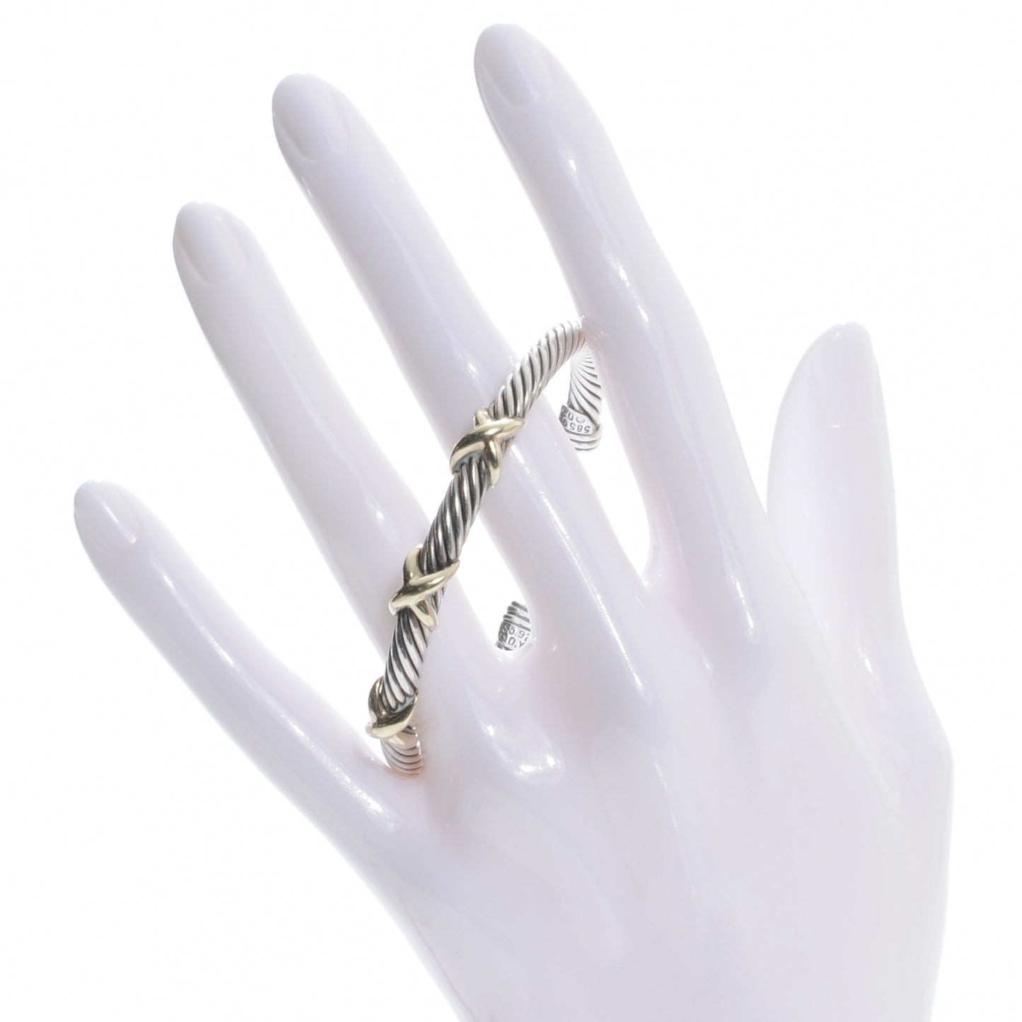 Sterling Silver and 18k Gold X Cable Cuff