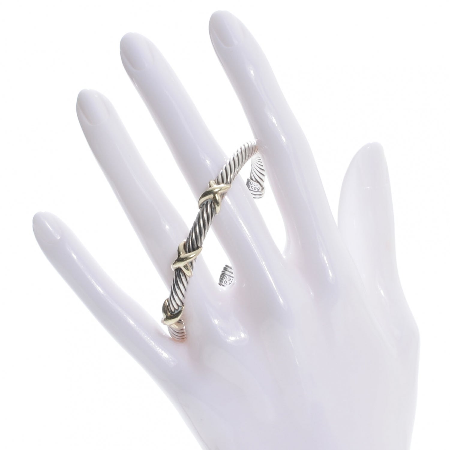 David Yurman Sterling Silver and 18k Gold X Cable Cuff 2 of 5