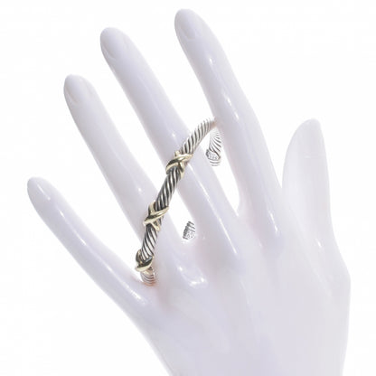 David Yurman Sterling Silver and 18k Gold X Cable Cuff 2 of 5