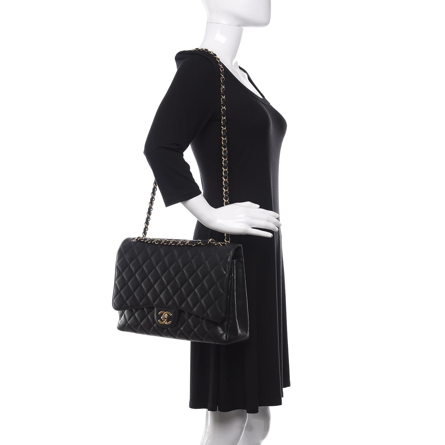 Chanel Caviar Quilted Maxi Double Flap Black 3 of 11