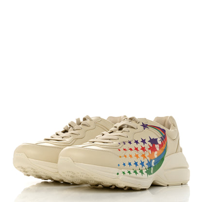 Gucci Calfskin Rainbow Stars Womens Rhyton Sneakers 41 Mystic White Multicolor 3 of 9