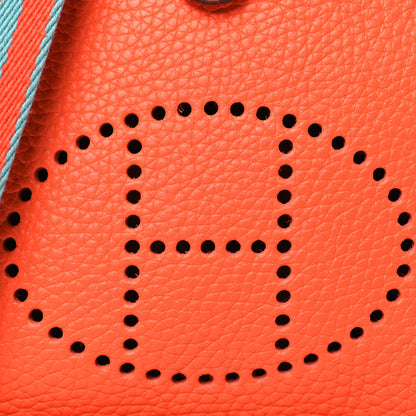 Hermes Taurillon Clemence Amazone Evelyne TPM Orange Poppy Bleu Saint Cyr 8 of 10