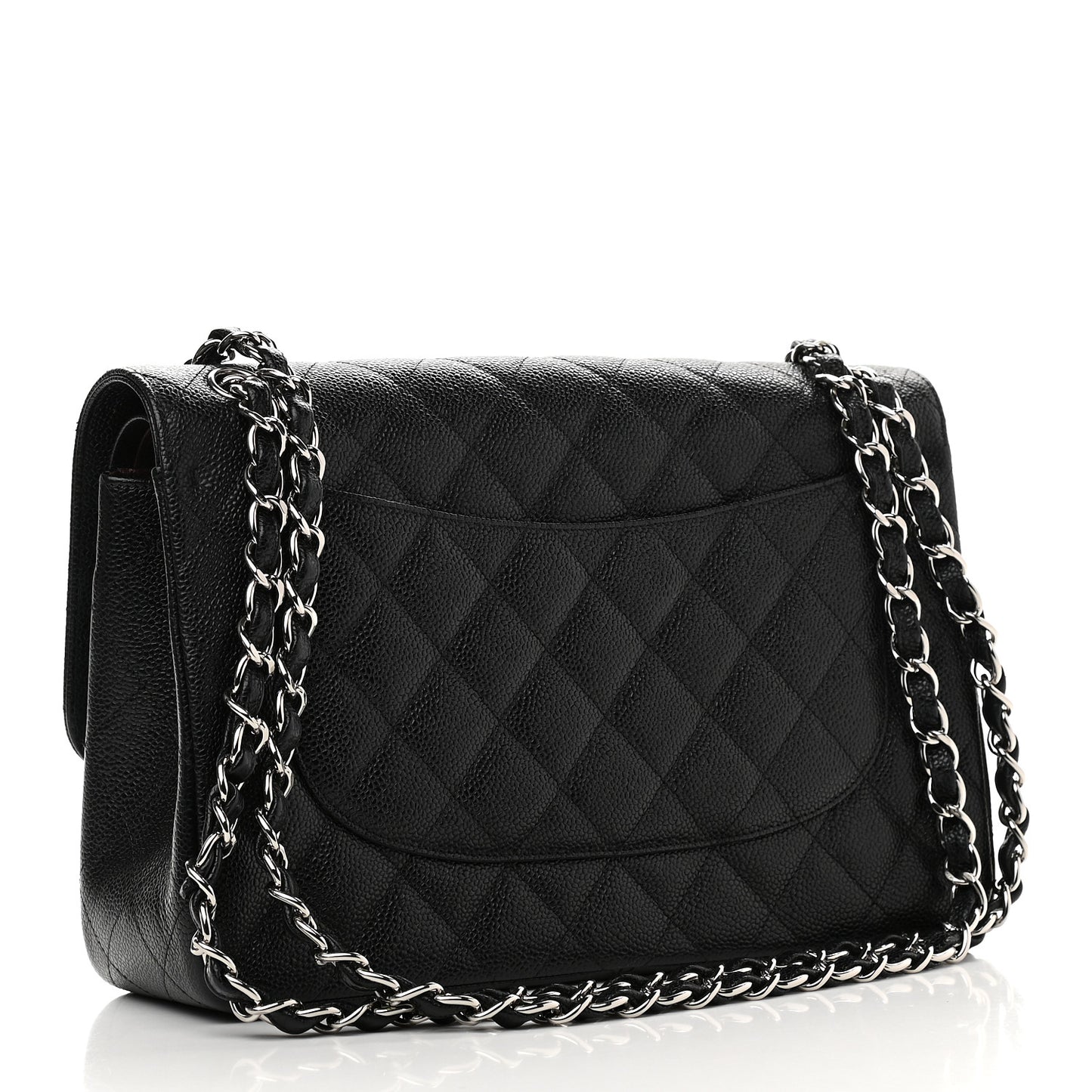 Caviar Quilted Jumbo Double Flap Black