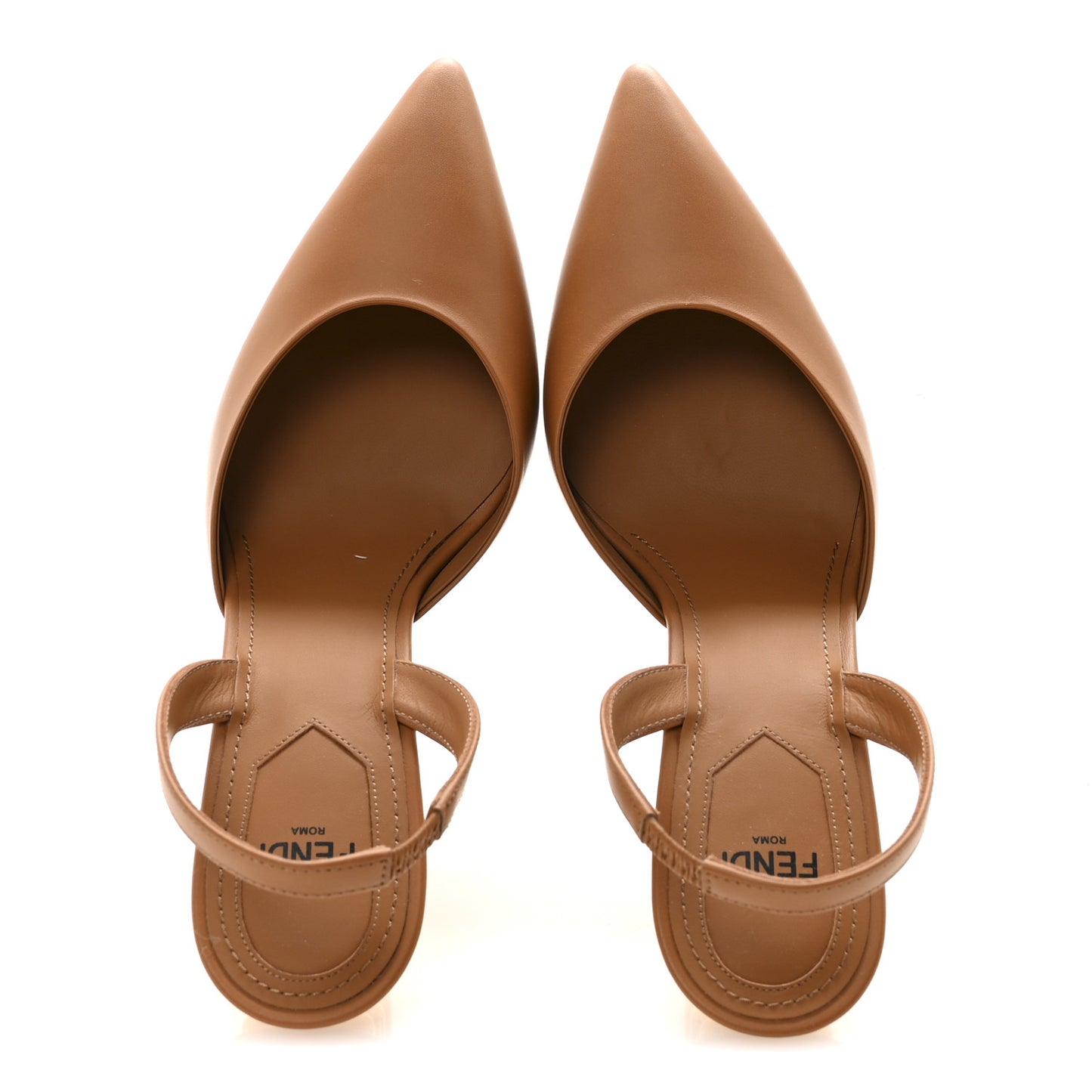 Vitello Fendi First 100mm Slingback Pumps 37 Caramello