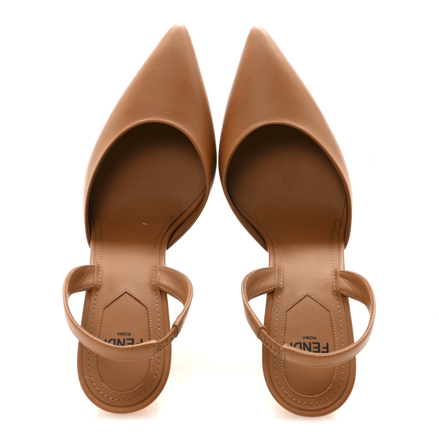 Fendi Vitello Fendi First 100mm Slingback Pumps 37 Caramello 2 of 8