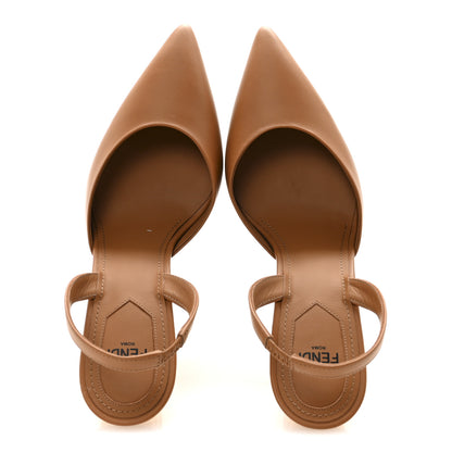 Fendi Vitello Fendi First 100mm Slingback Pumps 37 Caramello 2 of 8
