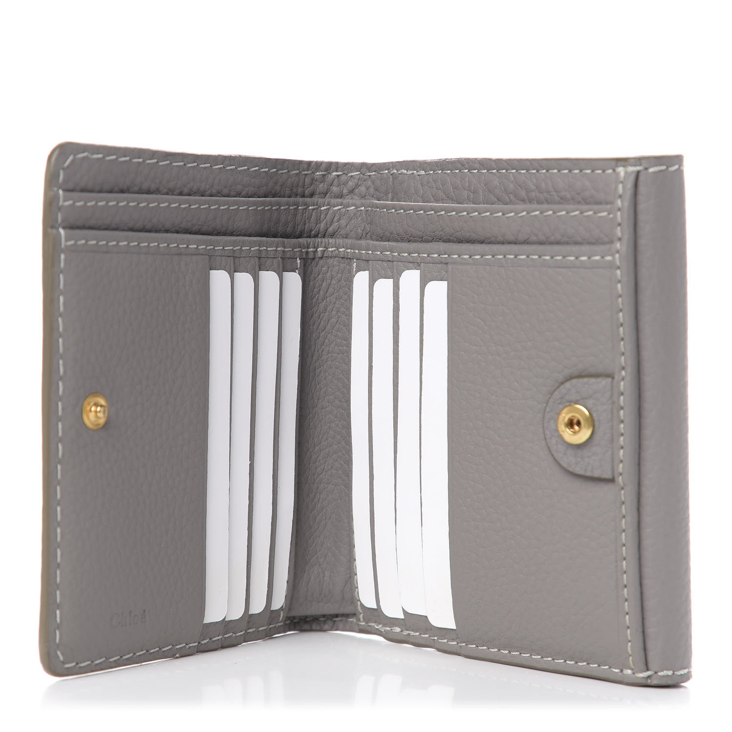Chloe Grained Calfskin Marcie Square Wallet Cashmere Grey 4 of 5