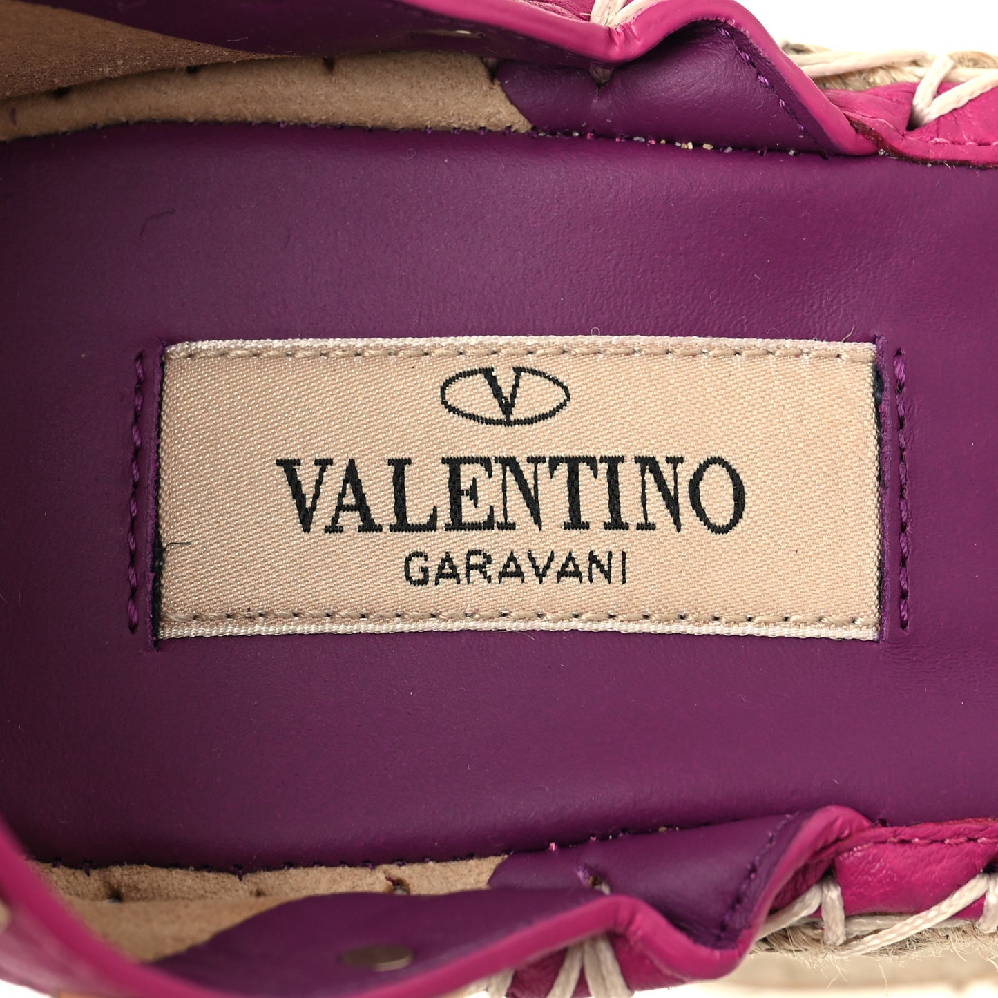 Grained Calfskin Rockstud Ankle Strap Espadrille 15/105mm Wedge Sandals 38 Rose Violet Prune