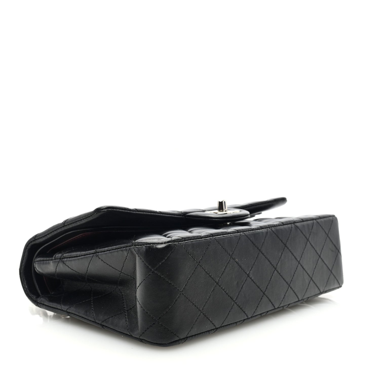 Lambskin Quilted Medium Double Flap Black