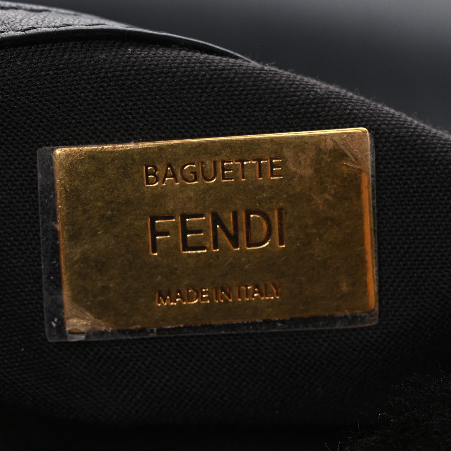 Fendi Shearling Vitello Dolce Macro FF 1974 Baguette Tobacco Black 6 of 10