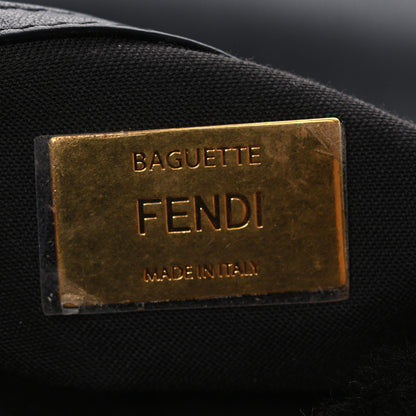 Fendi Shearling Vitello Dolce Macro FF 1974 Baguette Tobacco Black 6 of 10
